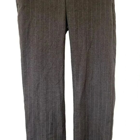 Banana Republic Women's Gray Poly/Rayon/Spandex Pinestripe Wide Leg Trousers - Picture 7 of 14